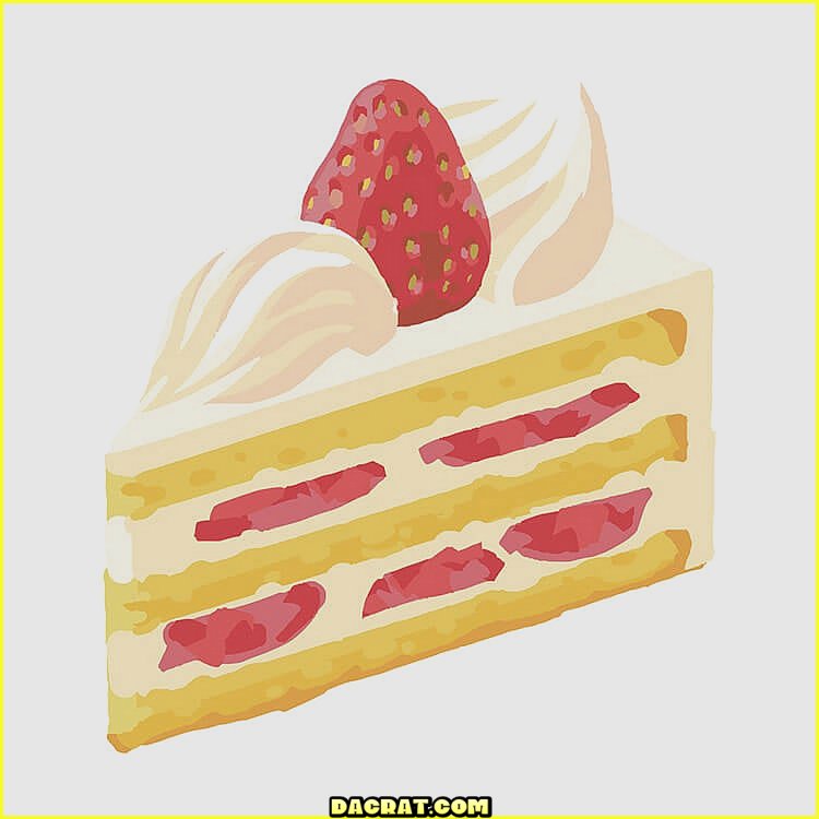 Rebanada de pastel de fresa Dibujo