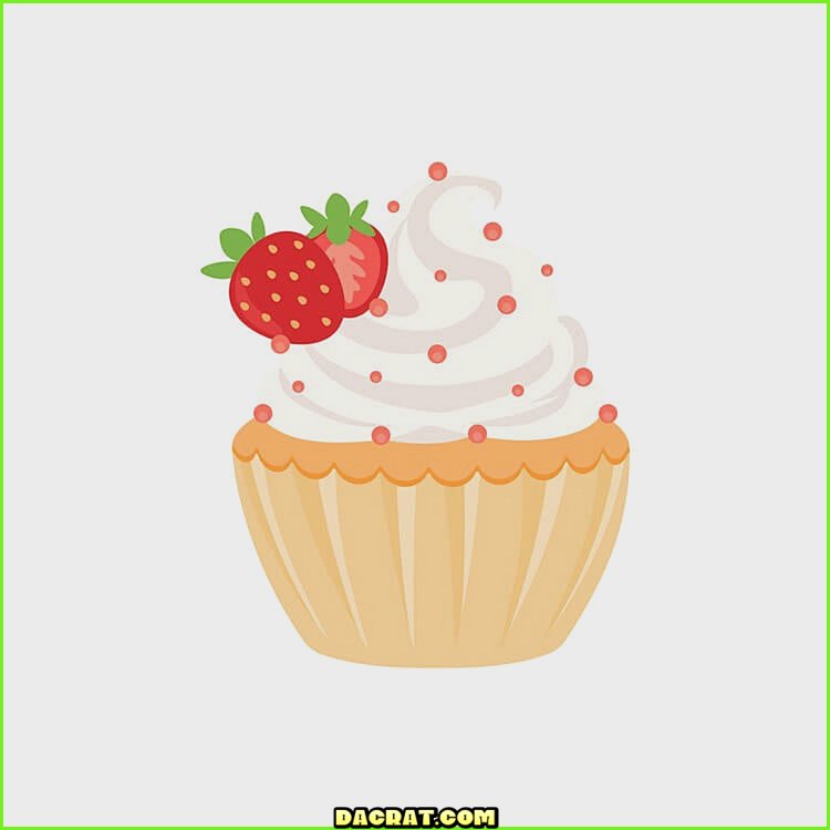 Cupcake de fresa con dibujo de chispitas