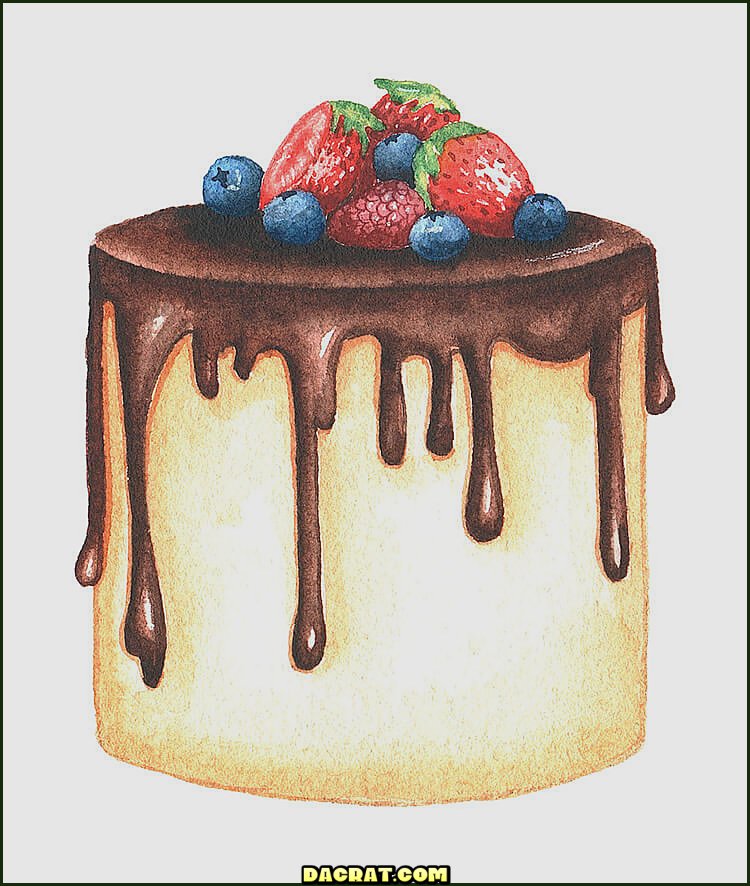 Grande, pastel, con, chocolate, ganache Dibujo