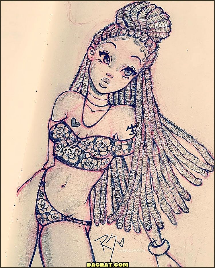 Chica con Diosa Locs Dibujo