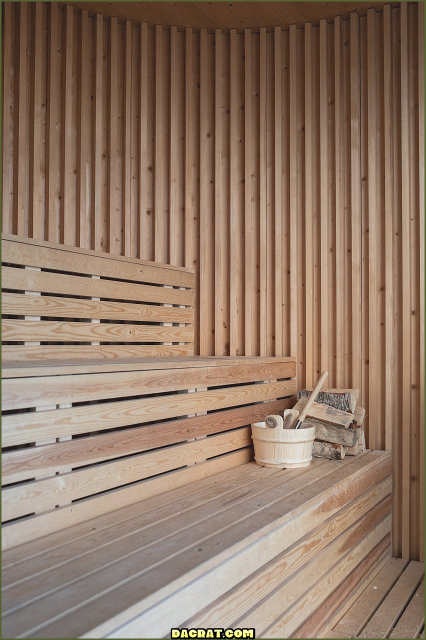 Interior de sauna de madera