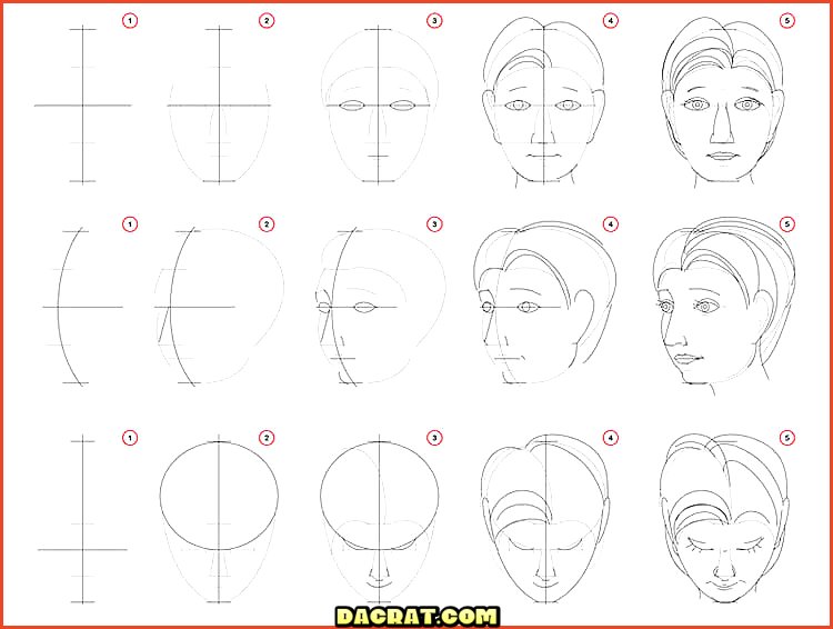 Cómo dibujar una cabeza humana en diferentes posiciones.