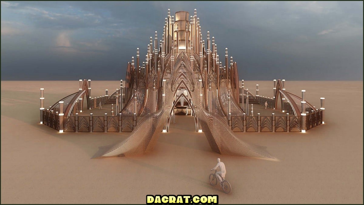 Representación del templo Burning Man 2024